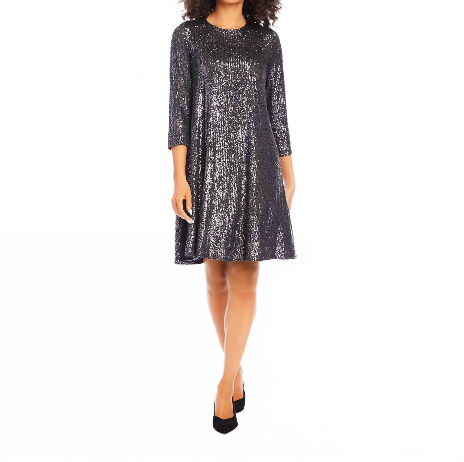 Блестящее платье-колокол в дымчатом цвете Karen Kane, Smoke
Блестящее платье-колокол в дымчатом цвете Karen Kane, Smoke