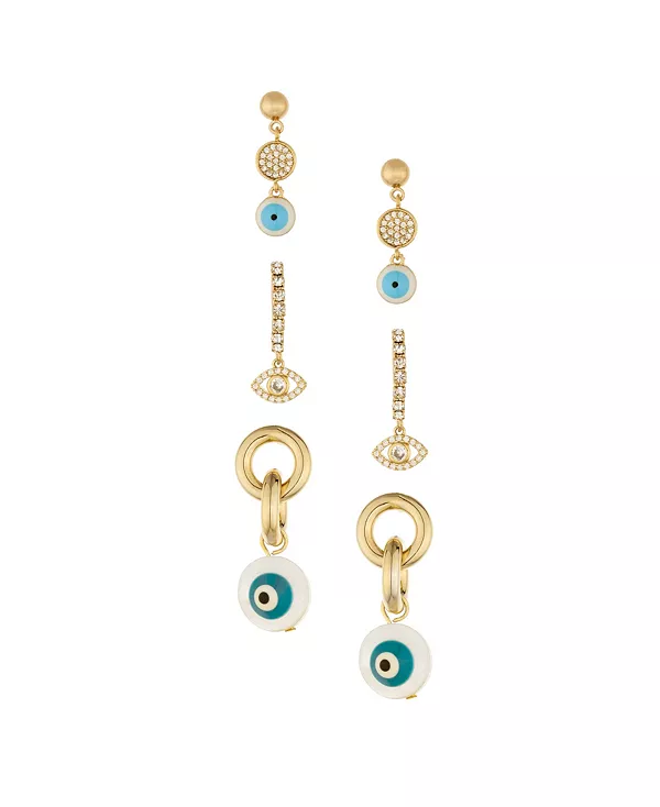 Серьги-Капли от сглаза из 18-каратного золота с тремя кубическими цирконами Ettika, gold
Серьги-Капли от сглаза из 18-каратного золота с тремя кубическими цирконами Ettika, gold