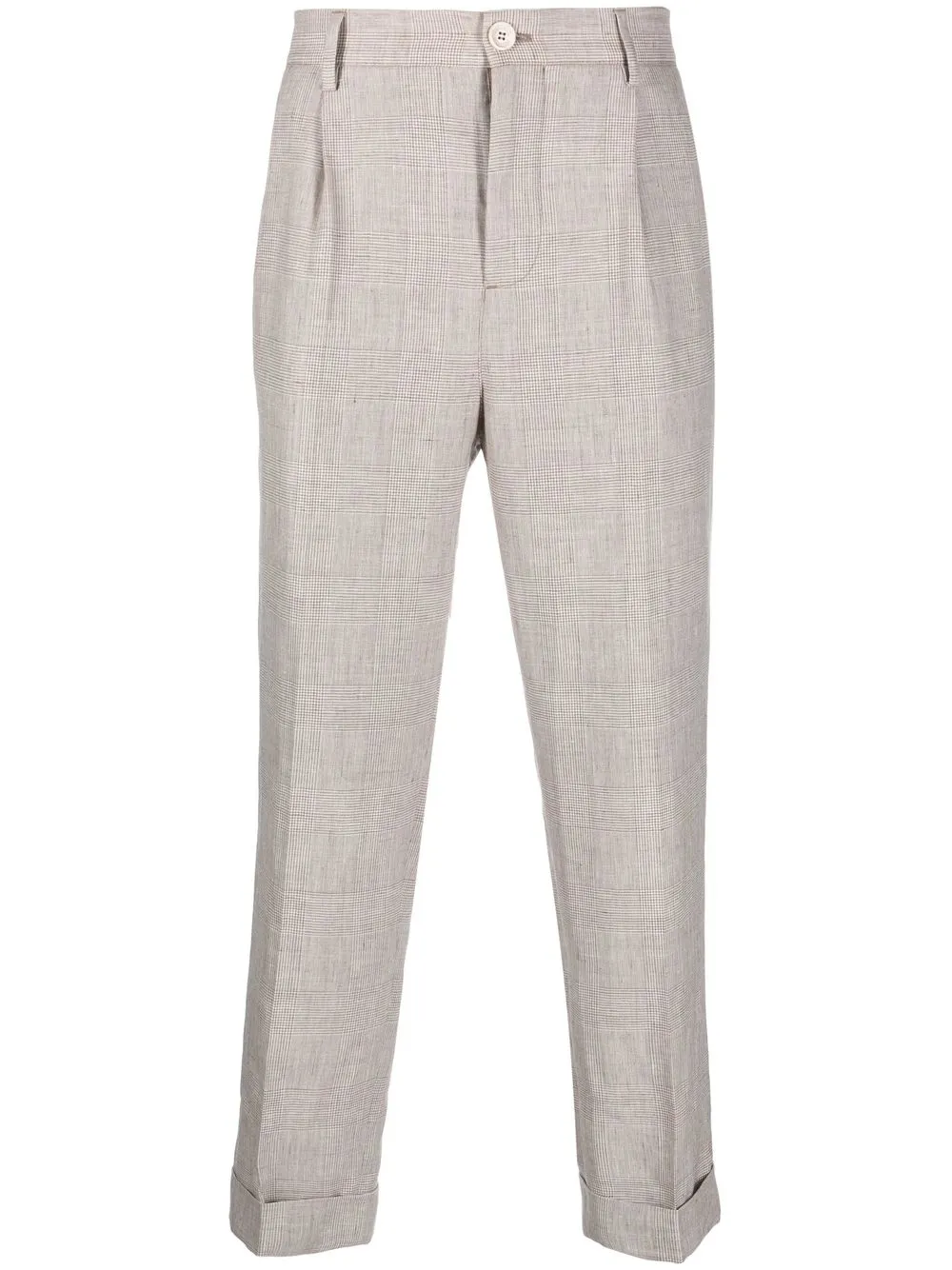 Клетчатые брюки прямого кроя Brunello Cucinelli, коричневый 
Клетчатые брюки прямого кроя Brunello Cucinelli, коричневый