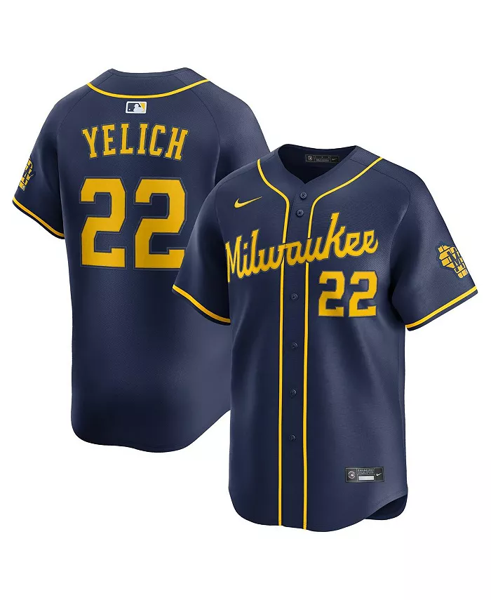 Мужская альтернативная лимитированная футболка Christian Yelich в синем цвете Milwaukee Brewers Nike
Мужская альтернативная лимитированная футболка Christian Yelich в синем цвете Milwaukee Brewers Nike