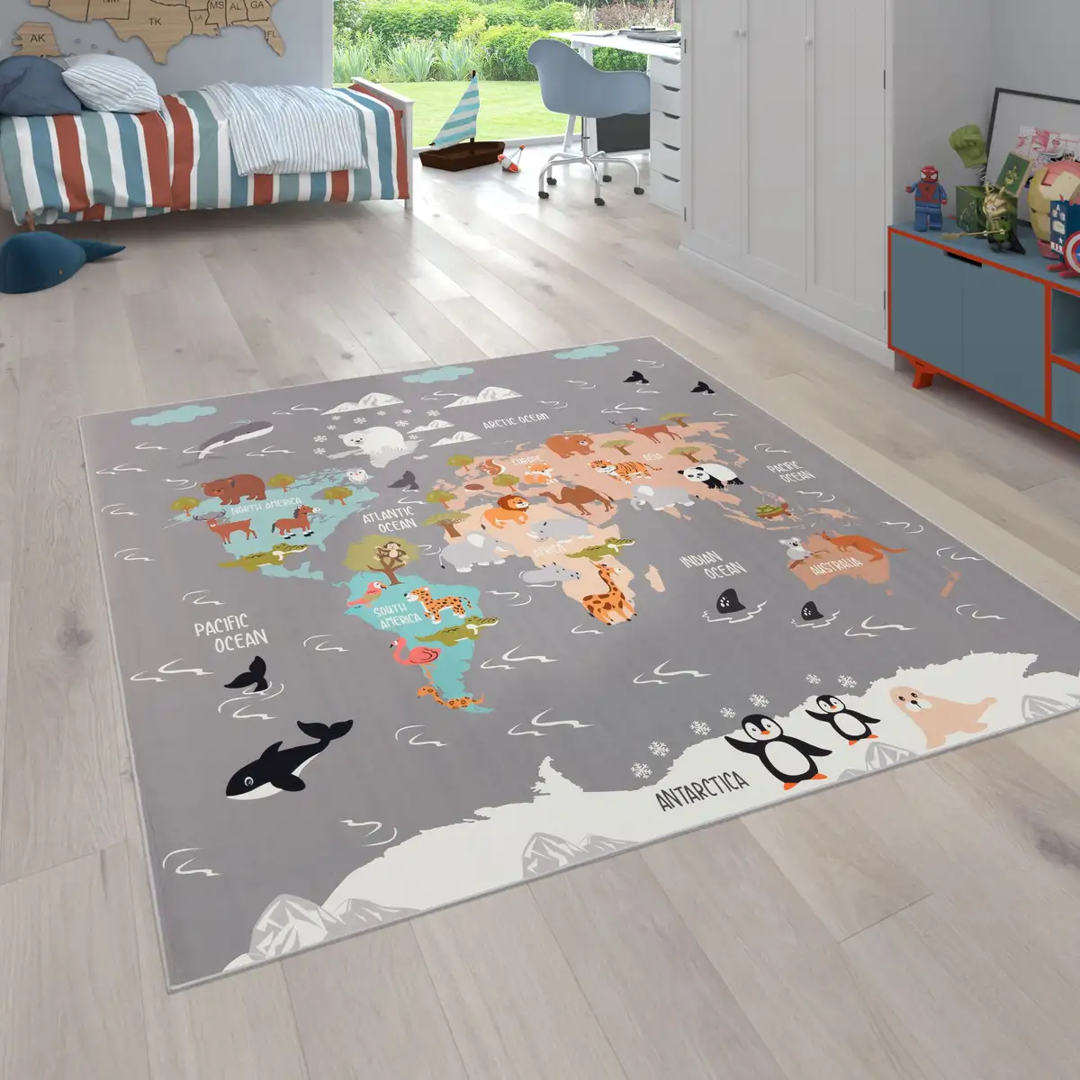 Детский ковер Paco Home "Bino 581", прямоугольный, игровой коврик, карта мира и мотив животных, детская комната 80х150 см, серый
Детский ковер Paco Home "Bino 581", прямоугольный, игровой коврик, карта мира и мотив животных, детская комната 80х150 см, серый
