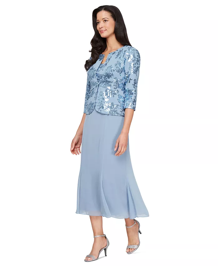 Миниатюрное платье с 3/4 рукавом и длиной до чая Alex Evenings, синий
Миниатюрное платье с 3/4 рукавом и длиной до чая Alex Evenings, синий