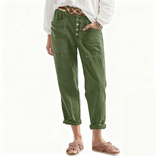 Женские брюки с застежкой на пуговицы, высоким поясом и карманами Clearflower, Army Green
Женские брюки с застежкой на пуговицы, высоким поясом и карманами Clearflower, Army Green