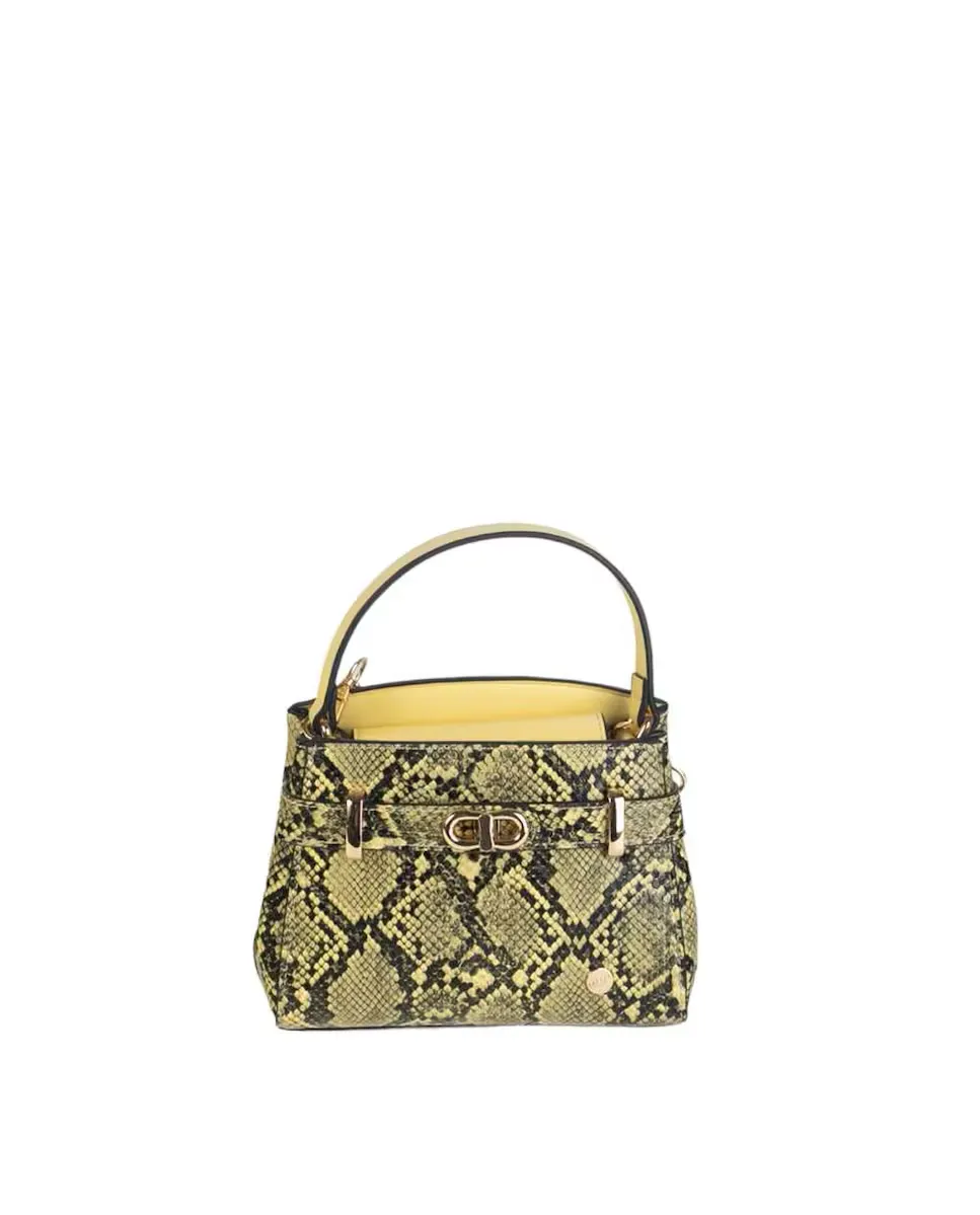 Сумка Volum из полиуретана с тиснением под змею, маленького размера, желтый
Сумка Volum из полиуретана с тиснением под змею, маленького размера, желтый