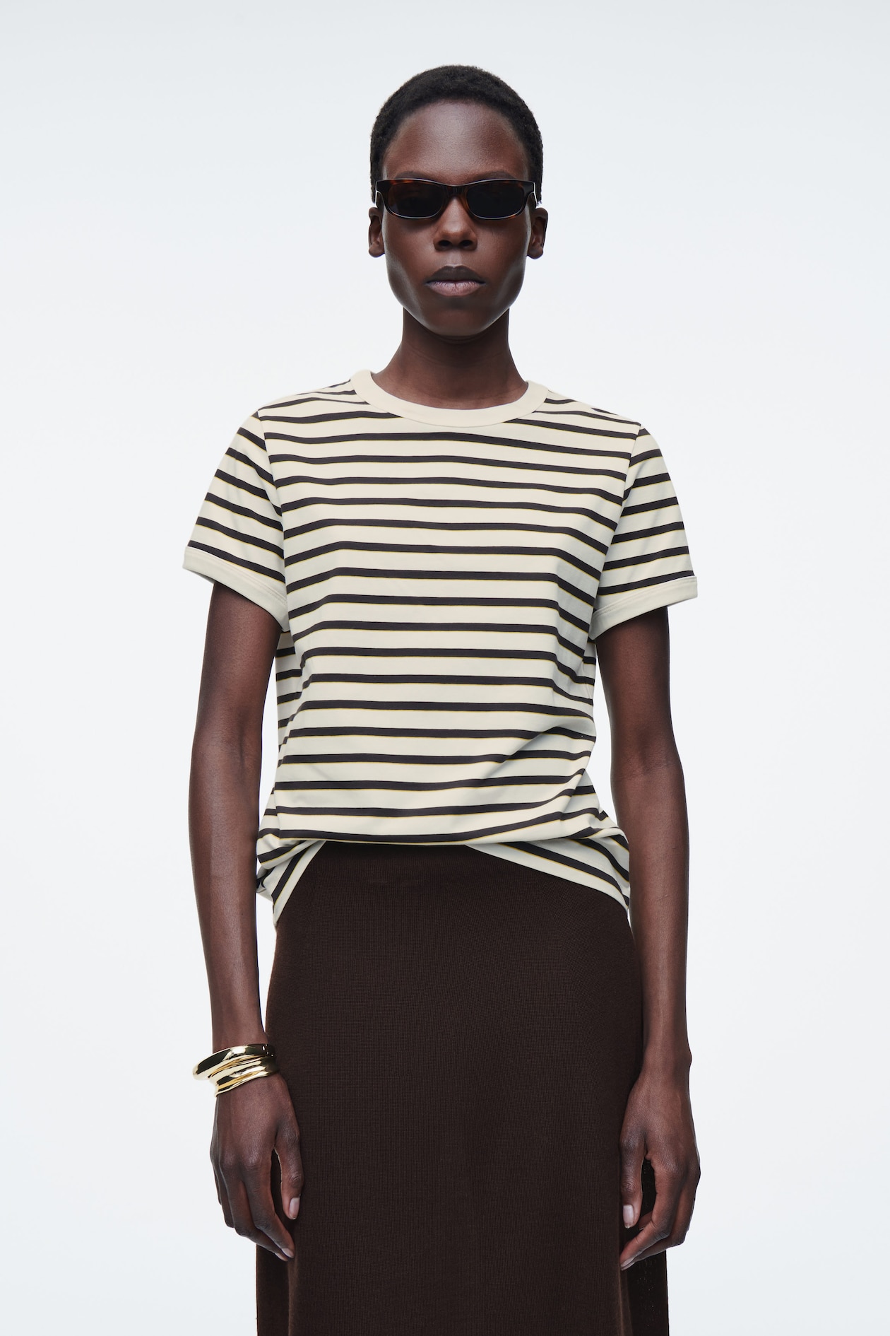 Хлопковая футболка с оборками COS, белый/полосатый
Хлопковая футболка с оборками COS, белый/полосатый