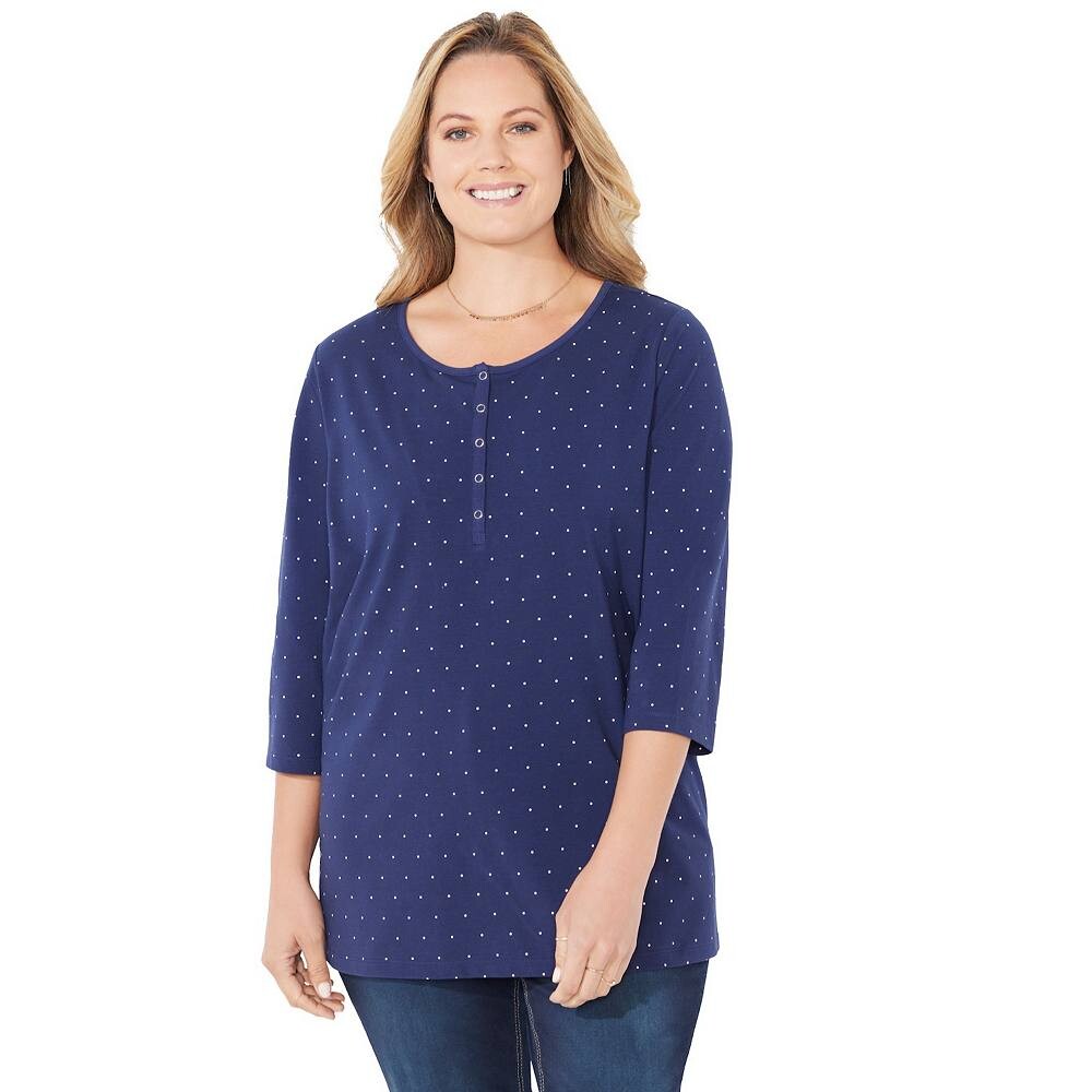 Женская футболка Suprema с планкой на кнопкахCatherines больших размеров, цвет Navy Dot
Женская футболка Suprema с планкой на кнопкахCatherines больших размеров, цвет Navy Dot