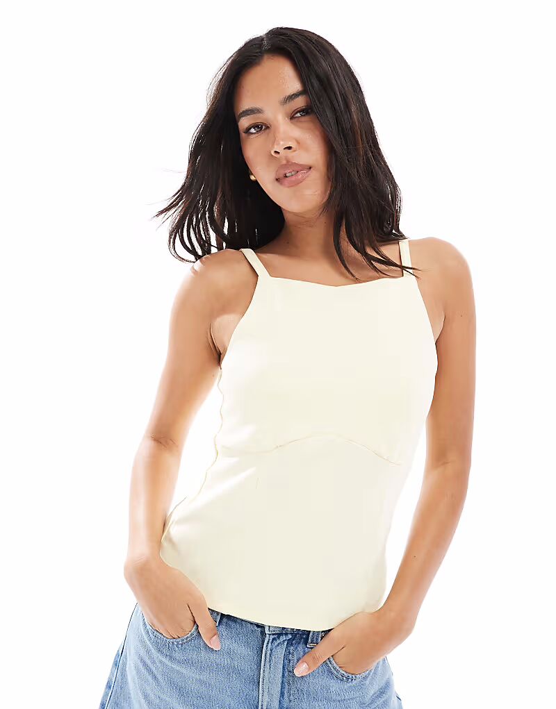 Топ New Look с прямым вырезом, желтый
Топ New Look с прямым вырезом, желтый