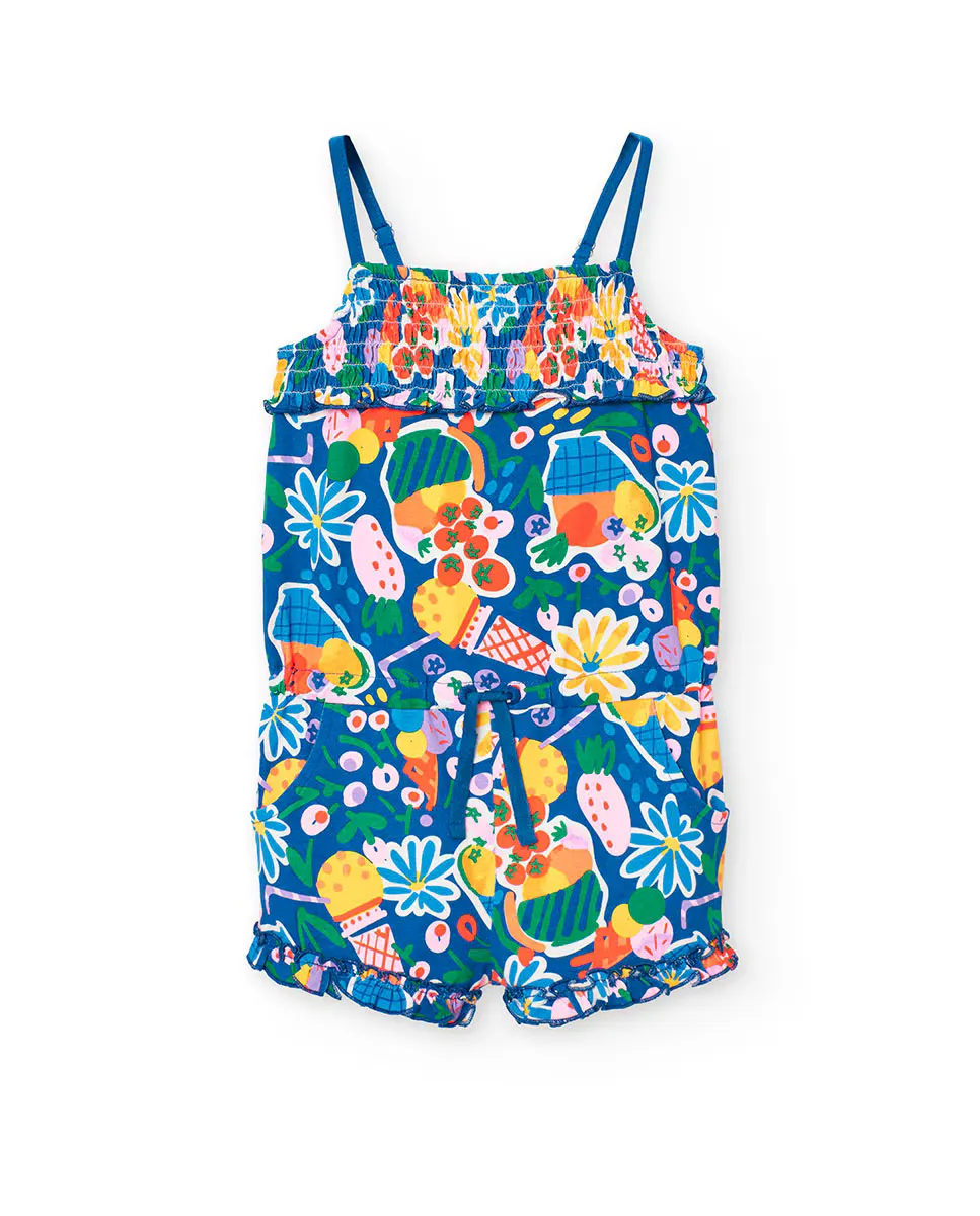 Комбинезон для девочки с принтом и регулируемыми тонкими бретелями Boboli, синий
Комбинезон для девочки с принтом и регулируемыми тонкими бретелями Boboli, синий