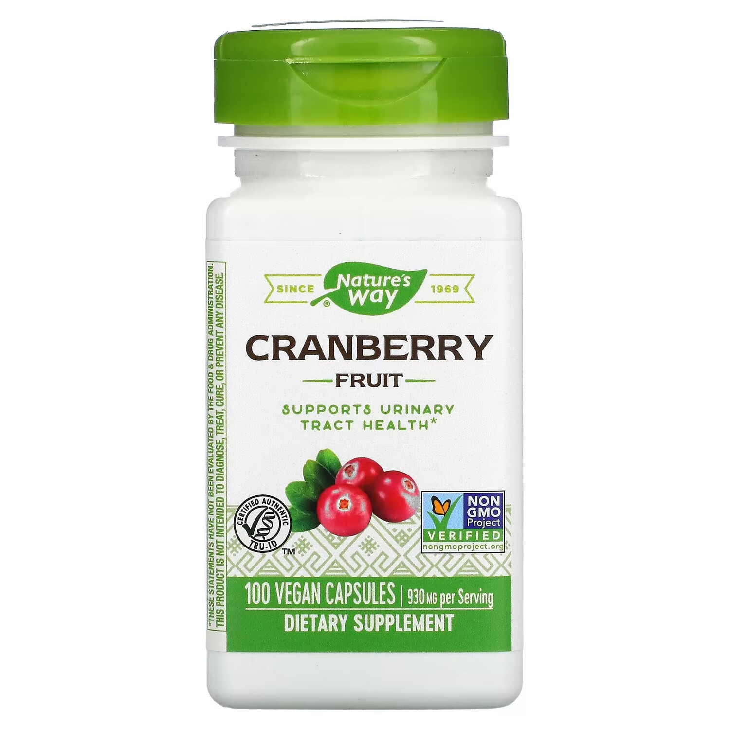 Добавка Nature's Way Cranberry Fruit 930 мг, 100 веганских капсул
Добавка Nature's Way Cranberry Fruit 930 мг, 100 веганских капсул
