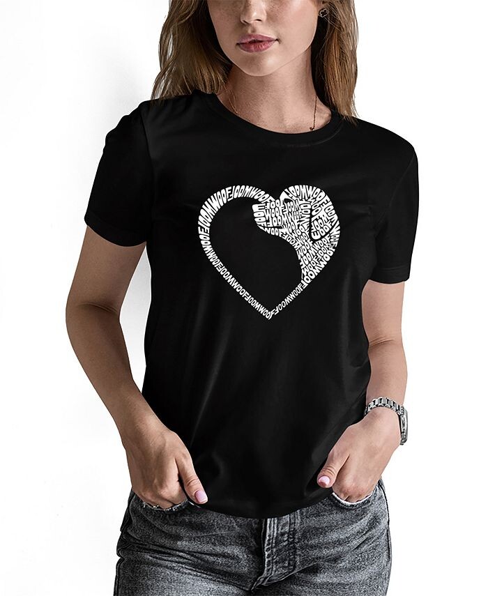 Женская футболка с короткими рукавами и надписью Dog Heart Word Art LA Pop Art, черный
Женская футболка с короткими рукавами и надписью Dog Heart Word Art LA Pop Art, черный