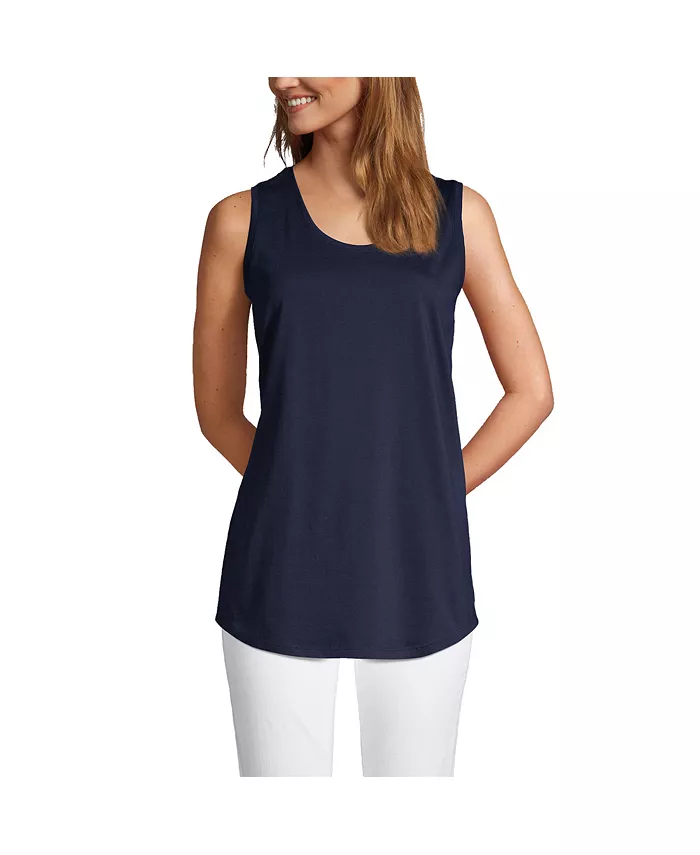 Женская майка-туника из хлопка Supima Lands' End, синий 
Женская майка-туника из хлопка Supima Lands' End, синий