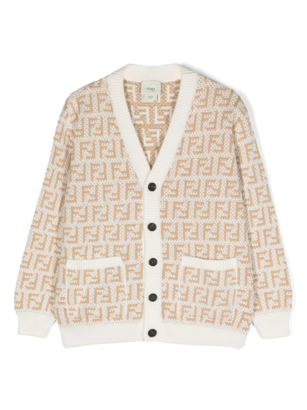 Кардиган с логотипом FF Fendi Kids, белый
Кардиган с логотипом FF Fendi Kids, белый