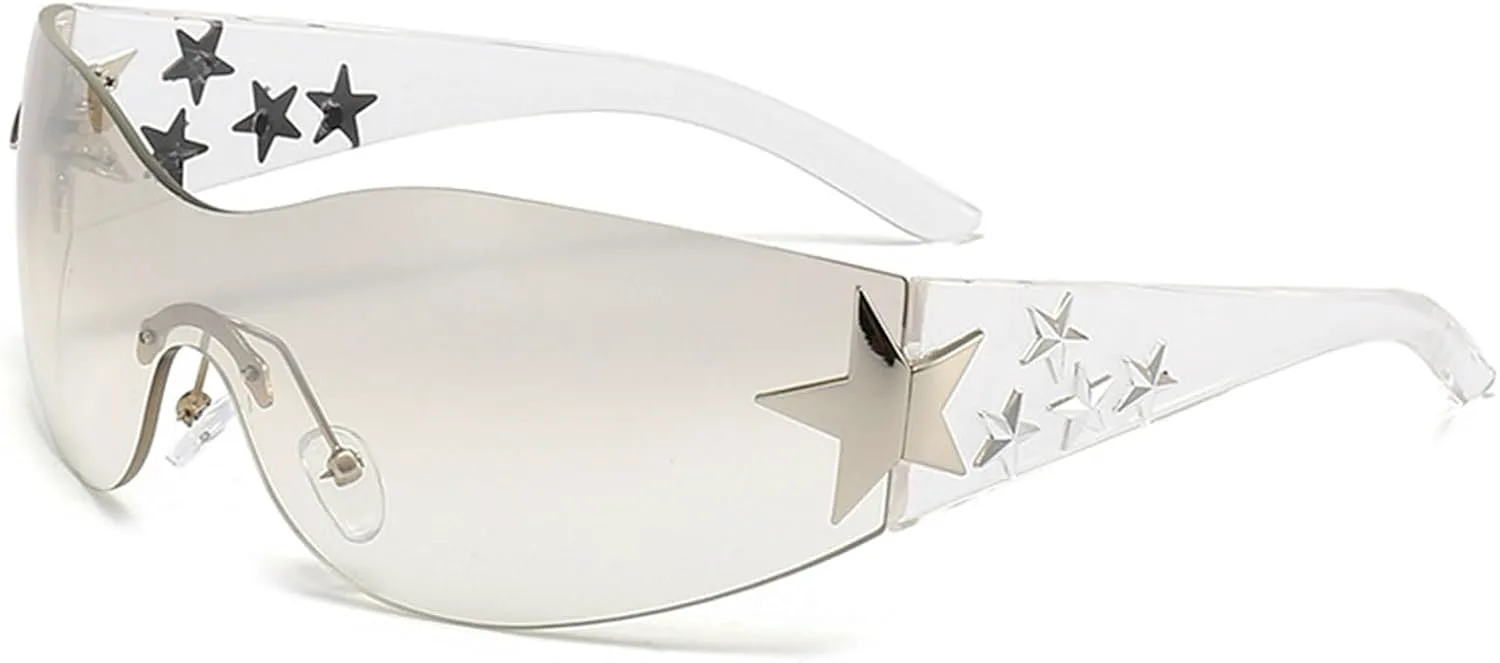 Солнцезащитные очки Star Y2K для женщин, без оправы, с защитной линзой, обтекаемой формы, увеличенного размера, модные, эстетичные Dexspoeny, Transparent White
Солнцезащитные очки Star Y2K для женщин, без оправы, с защитной линзой, обтекаемой формы, увеличенного размера, модные, эстетичные Dexspoeny, Transparent White
