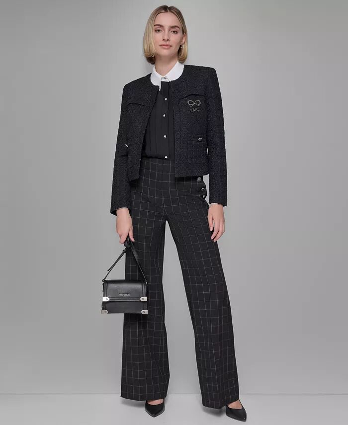 Твидовый пиджак с бантом, блузка с защипами и широкие брюки KARL LAGERFELD PARIS, черный
Твидовый пиджак с бантом, блузка с защипами и широкие брюки KARL LAGERFELD PARIS, черный
