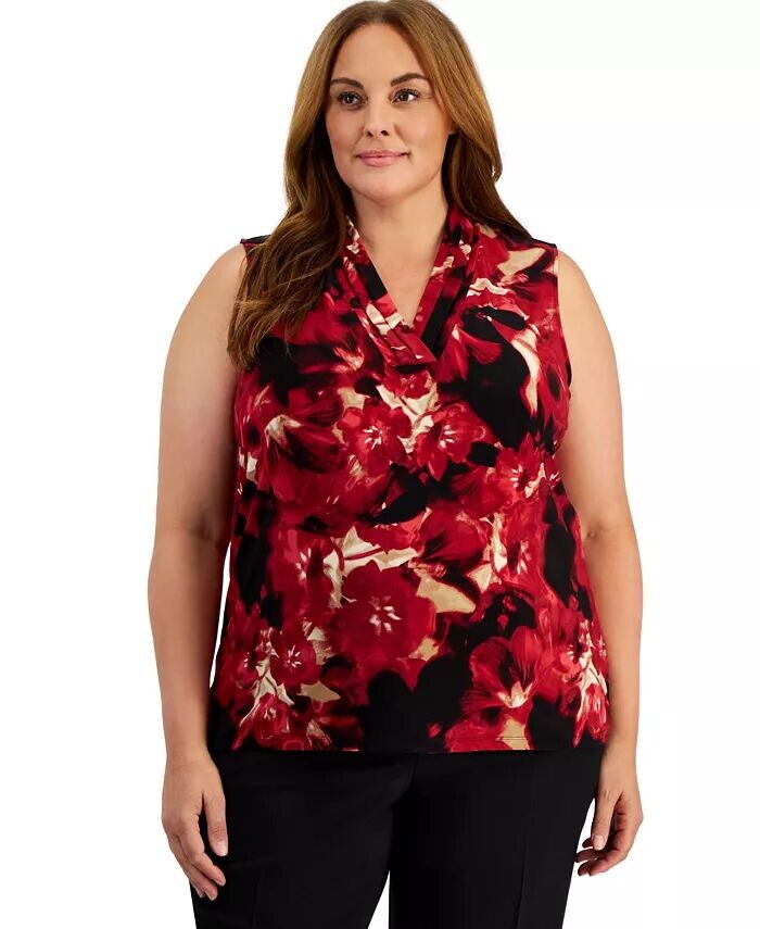 Топ больших размеров с треугольным вырезом и треугольным вырезом с принтом Anne Klein, красный
Топ больших размеров с треугольным вырезом и треугольным вырезом с принтом Anne Klein, красный