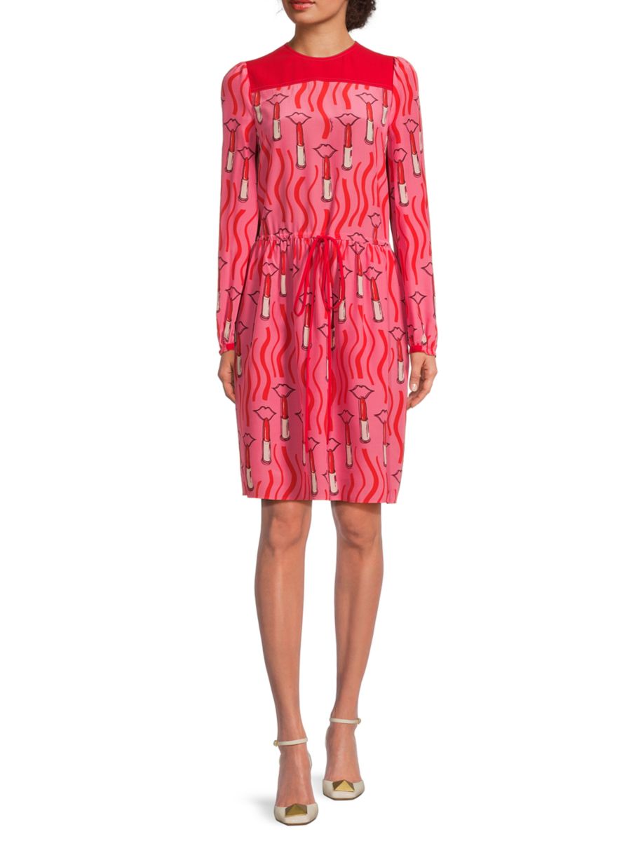 Шелковое платье с принтом Valentino, красный
Шелковое платье с принтом Valentino, красный