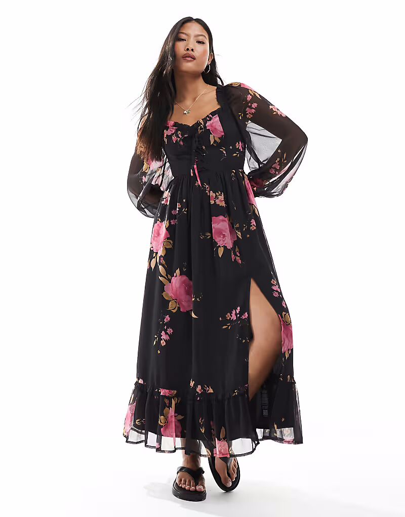 Платье макси Miss Selfridge Petite с длинными рукавами и корсетом в виде розового узора
Платье макси Miss Selfridge Petite с длинными рукавами и корсетом в виде розового узора