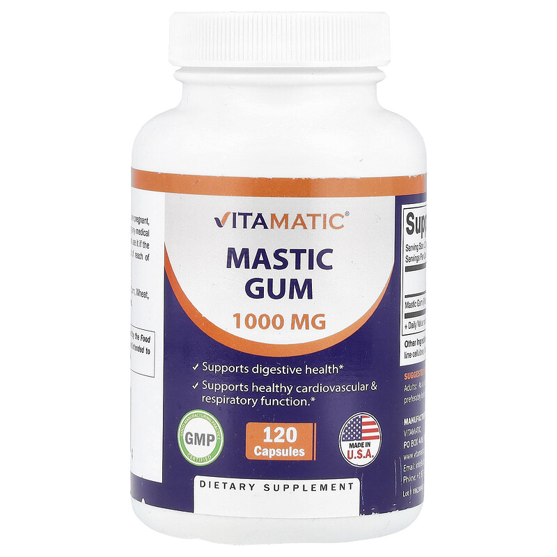 Vitamatic, мастиковая смола, 1000 мг, 120 капсул (500 мг в 1 капсуле)
Vitamatic, мастиковая смола, 1000 мг, 120 капсул (500 мг в 1 капсуле)