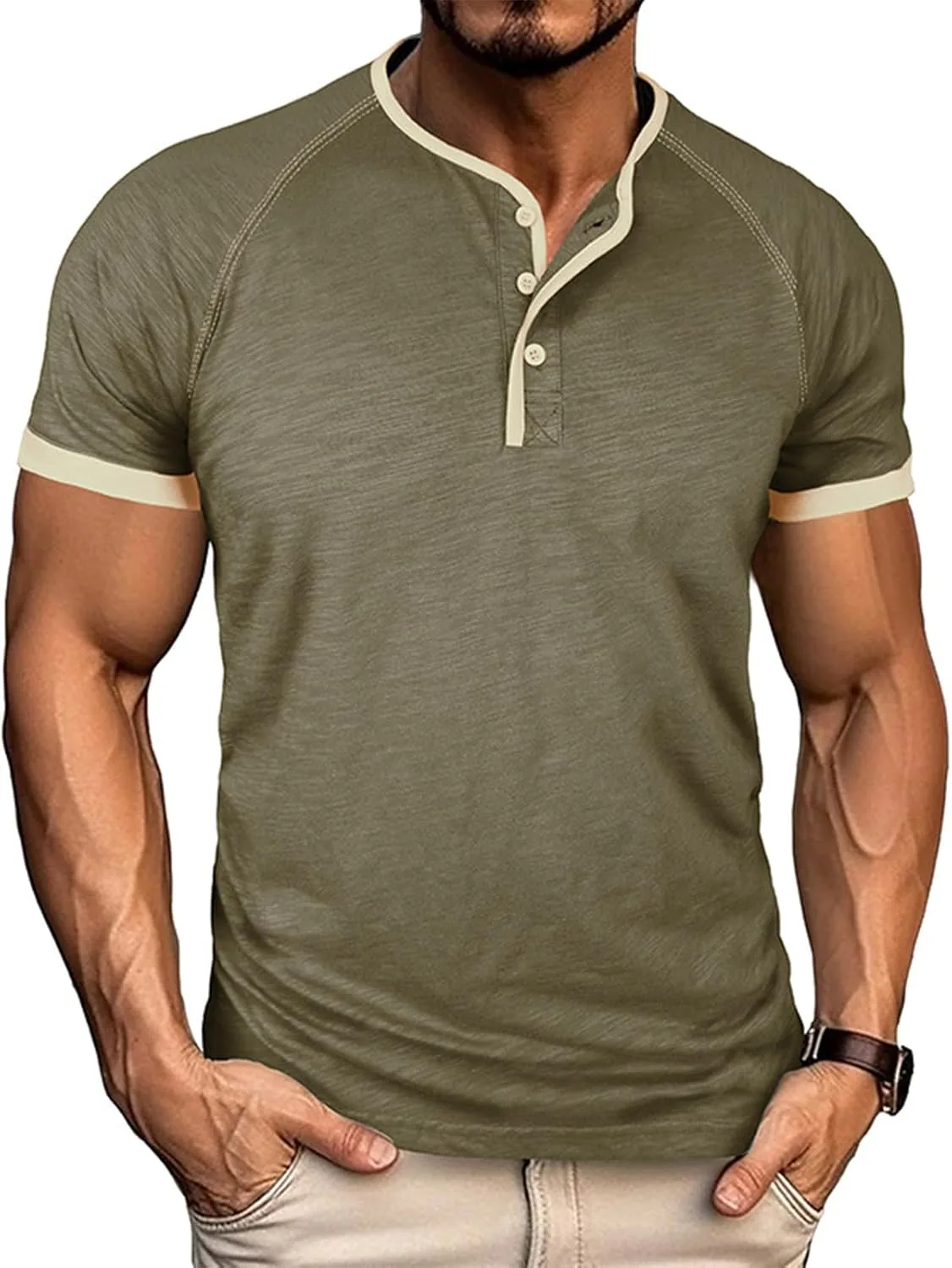 Мужская летняя футболка хенли с коротким рукавом и застежкой на пуговицах HYYGOCCTV
Мужская летняя футболка хенли с коротким рукавом и застежкой на пуговицах HYYGOCCTV