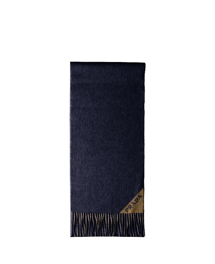 Двойной кашемировый шарф Prada, синий 
Двойной кашемировый шарф Prada, синий