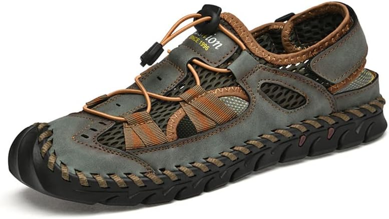 Мужские сандалии для ходьбы LLTMALL с закрытым носком, дышащие, кожаные, на шнуровке, регулируемые, летние водные сандалии, зеленый
Мужские сандалии для ходьбы LLTMALL с закрытым носком, дышащие, кожаные, на шнуровке, регулируемые, летние водные сандалии, зеленый