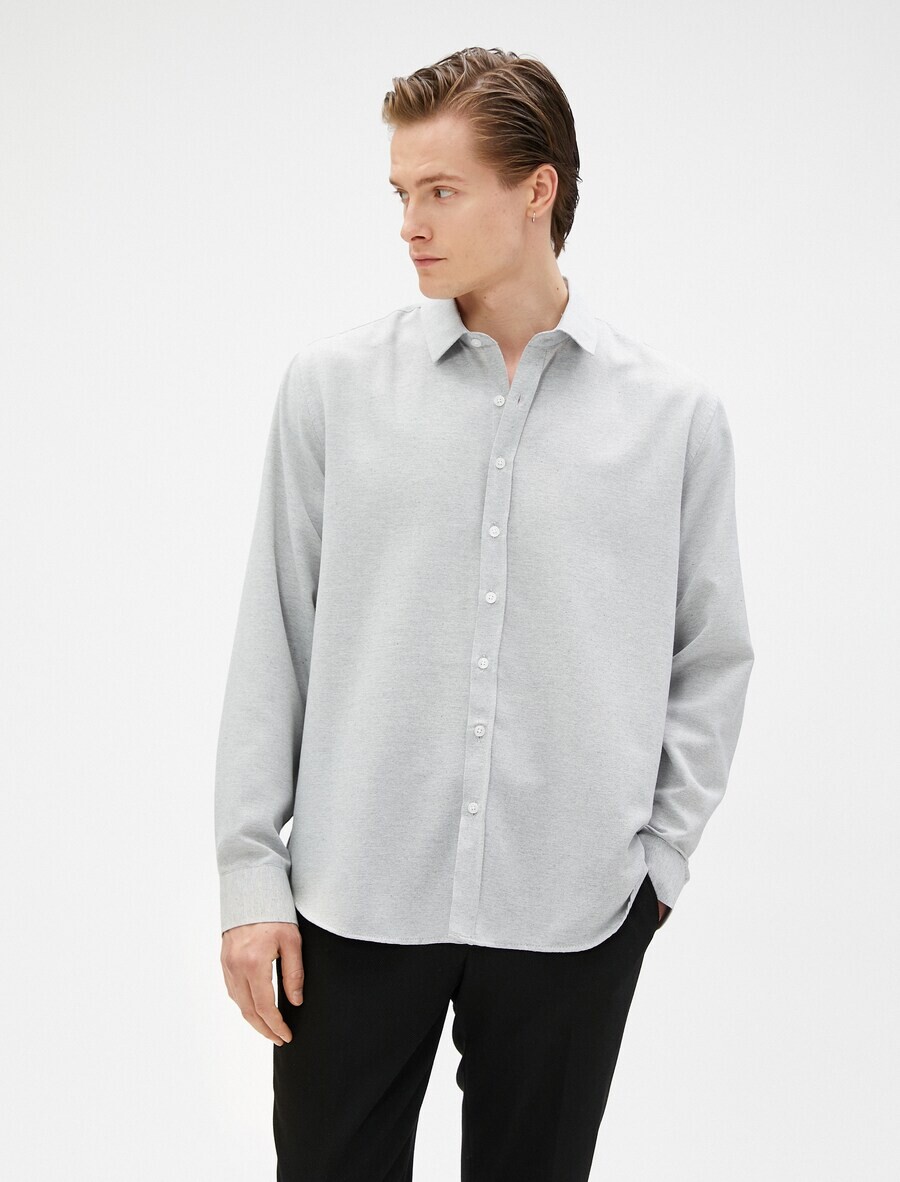 Повседневная рубашка Koton Regular fit Button Up Shirt, пятнистый серый 
Повседневная рубашка Koton Regular fit Button Up Shirt, пятнистый серый