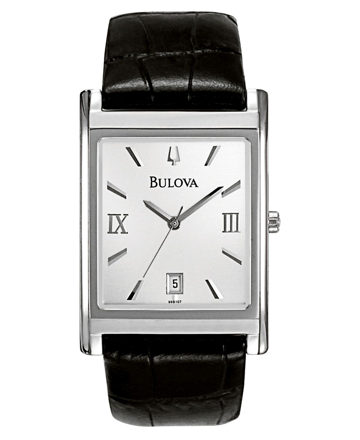 Мужские часы с черным кожаным ремешком 45 мм 96B107 Bulova 
Мужские часы с черным кожаным ремешком 45 мм 96B107 Bulova