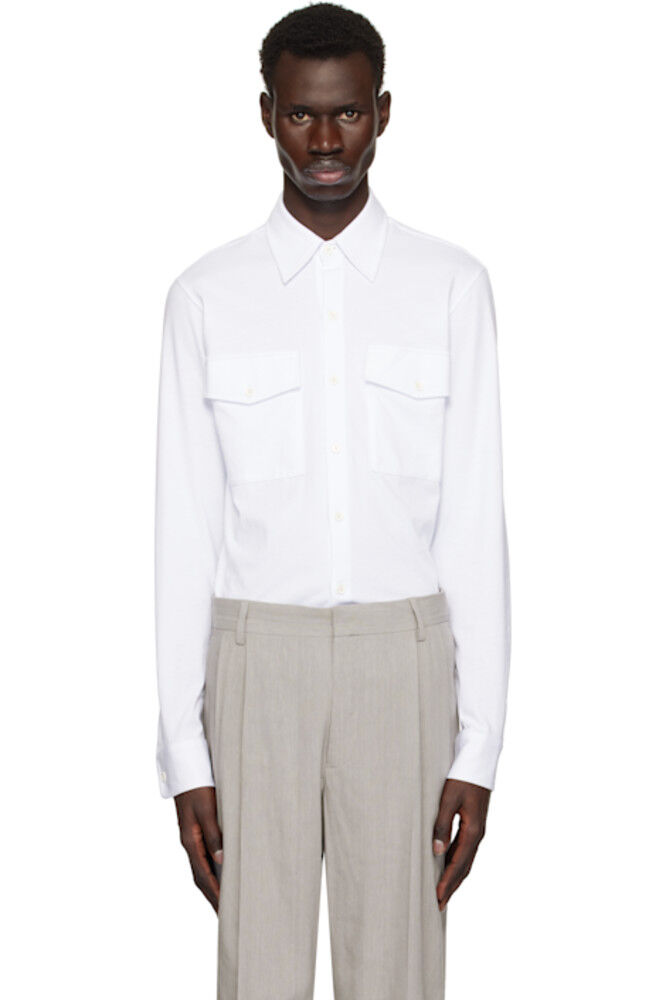 Белая хлопковая трикотажная рубашка Dries Van Noten 
Белая хлопковая трикотажная рубашка Dries Van Noten