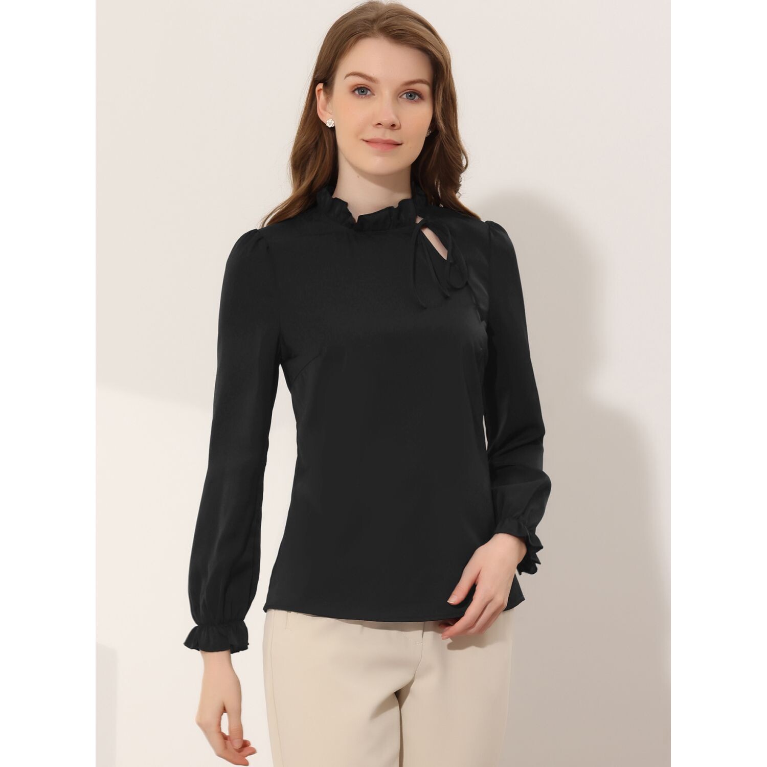 Женская элегантная блузка с длинным рукавом, деловой топ с рюшами и завязками на шее ALLEGRA K, темно-синий
Женская элегантная блузка с длинным рукавом, деловой топ с рюшами и завязками на шее ALLEGRA K, темно-синий