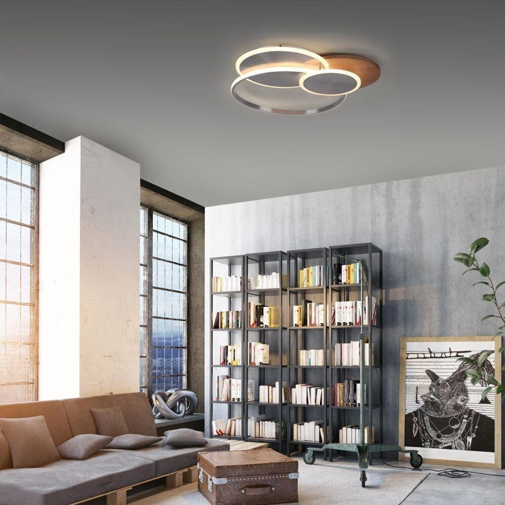 Paul Neuhaus Светодиодный потолочный светильник CCT с декором из пальмового дерева и дистанционным управлением, коричневый 
Paul Neuhaus Светодиодный потолочный светильник CCT с декором из пальмового дерева и дистанционным управлением, коричневый