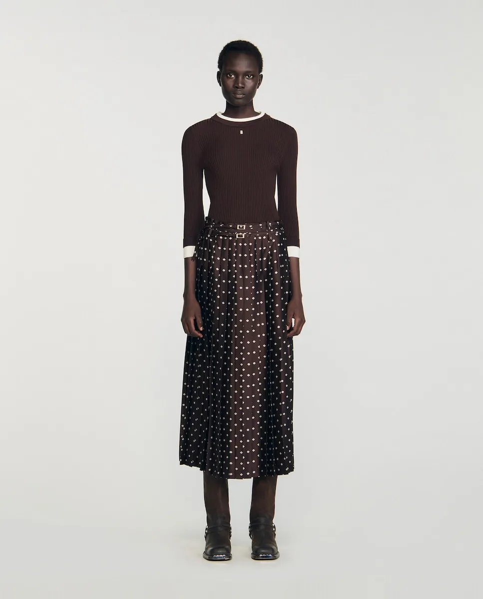 Длинная юбка с платочным принтом Sandro, коричневый/белый
Длинная юбка с платочным принтом Sandro, коричневый/белый