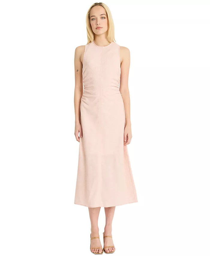 Женское платье миди без рукавов с круглым вырезом и сборками Luxely, розовый
Женское платье миди без рукавов с круглым вырезом и сборками Luxely, розовый