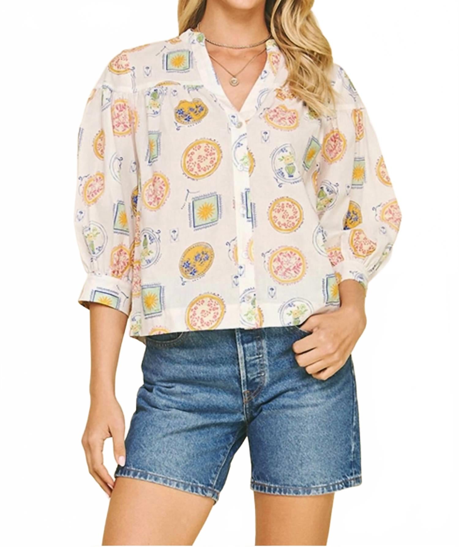 Блузка с принтом Amalfi и пуговицами в белом цвете PINCH
Блузка с принтом Amalfi и пуговицами в белом цвете PINCH