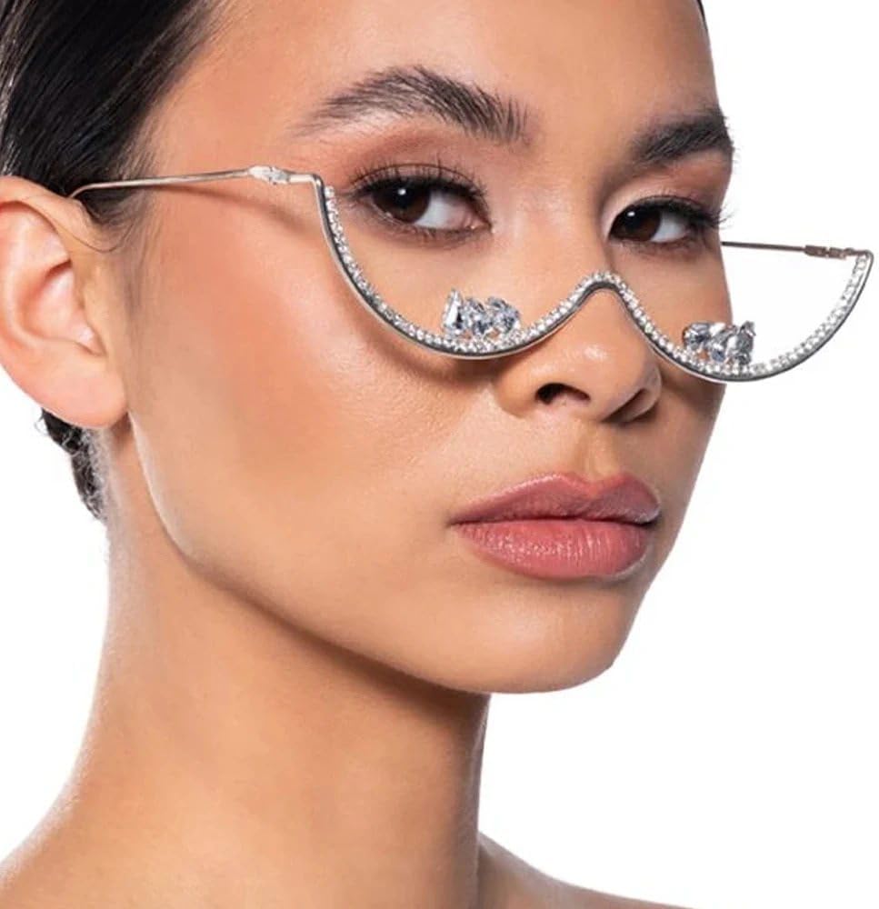 Блестящие очки с полуободковой оправой, украшенные стразами, солнцезащитные очки без линз, оправа в виде хрустального сердца для женщин, украшение для лица Generic, Silver
Блестящие очки с полуободковой оправой, украшенные стразами, солнцезащитные очки без линз, оправа в виде хрустального сердца для женщин, украшение для лица Generic, Silver