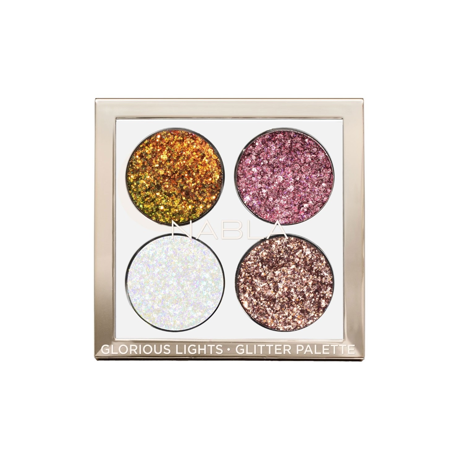 Тени для век glorious lights glitter palette Nabla, вес 4 гр.
Тени для век glorious lights glitter palette Nabla, вес 4 гр.