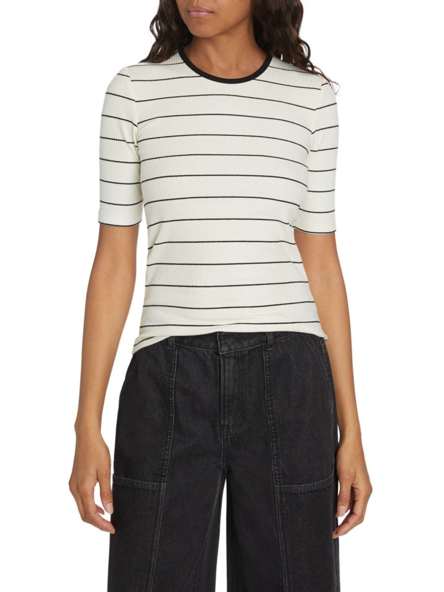 Футболка из хлопка в рубчик в полоску Vince, цвет Flaxen Deep Lake
Футболка из хлопка в рубчик в полоску Vince, цвет Flaxen Deep Lake