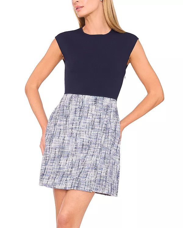 Мини-Платье из твида с короткими рукавами и круглым вырезом Ted Baker, синий
Мини-Платье из твида с короткими рукавами и круглым вырезом Ted Baker, синий