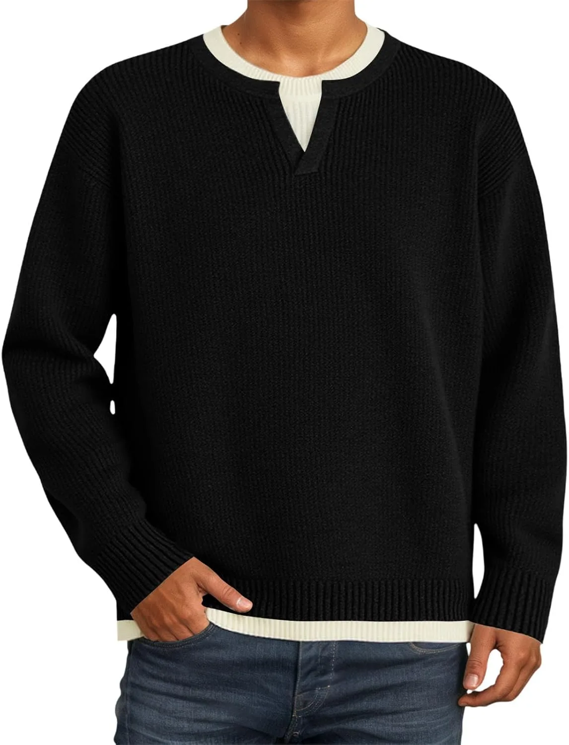 Мужской свитер-пуловер Two-in-one, вязаный, классический, свободного кроя, для осени
Мужской свитер-пуловер Two-in-one, вязаный, классический, свободного кроя, для осени