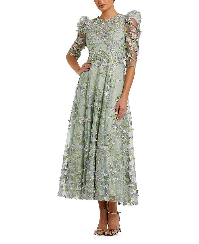 Платье-трапеция с аппликацией, высоким воротником и пышными рукавами Mac Duggal, зеленый
Платье-трапеция с аппликацией, высоким воротником и пышными рукавами Mac Duggal, зеленый