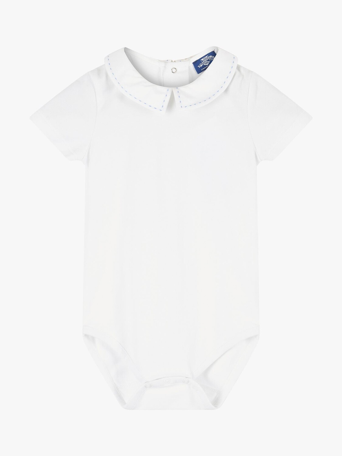 Трикотажное боди с прошитым воротником из итона Trotters Baby Monty, белый/бледно-голубой 
Трикотажное боди с прошитым воротником из итона Trotters Baby Monty, белый/бледно-голубой