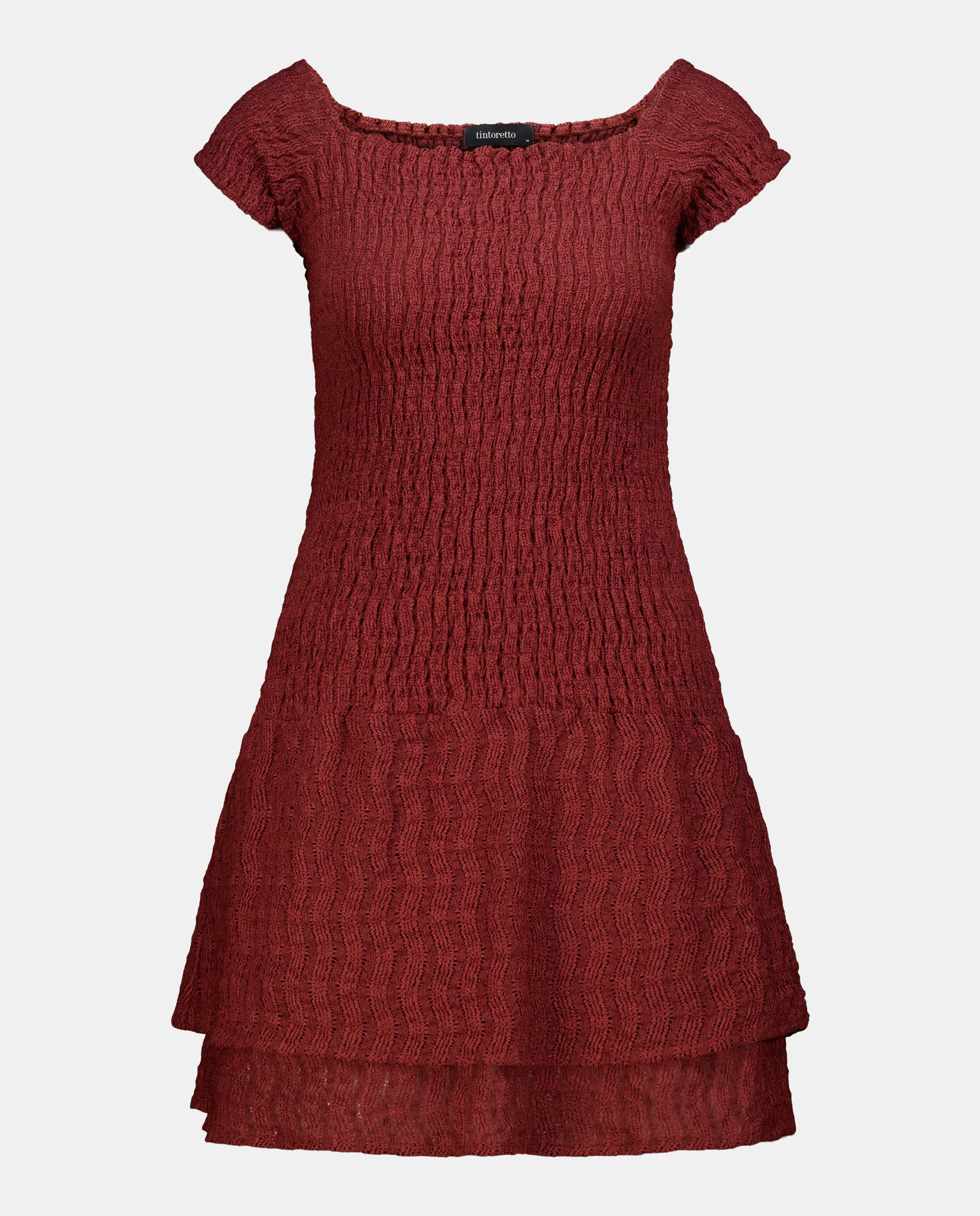 Платье с коротким рукавом в стиле «гнездо пчелы» с рюшами Tintoretto, бордовый
Платье с коротким рукавом в стиле «гнездо пчелы» с рюшами Tintoretto, бордовый