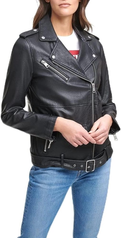 Женская мотоциклетная куртка Levi's свободного кроя из искусственной кожи с поясом (стандартные и большие размеры), Black
Женская мотоциклетная куртка Levi's свободного кроя из искусственной кожи с поясом (стандартные и большие размеры), Black