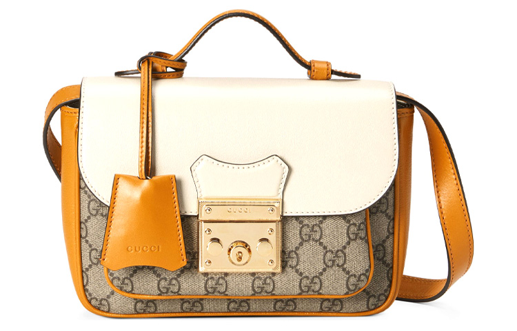 GUCCI Сумка-мессенджер Padlock Canvas с кожаными вставками, мини, унисекс, Ebony/Orange/White
GUCCI Сумка-мессенджер Padlock Canvas с кожаными вставками, мини, унисекс, Ebony/Orange/White