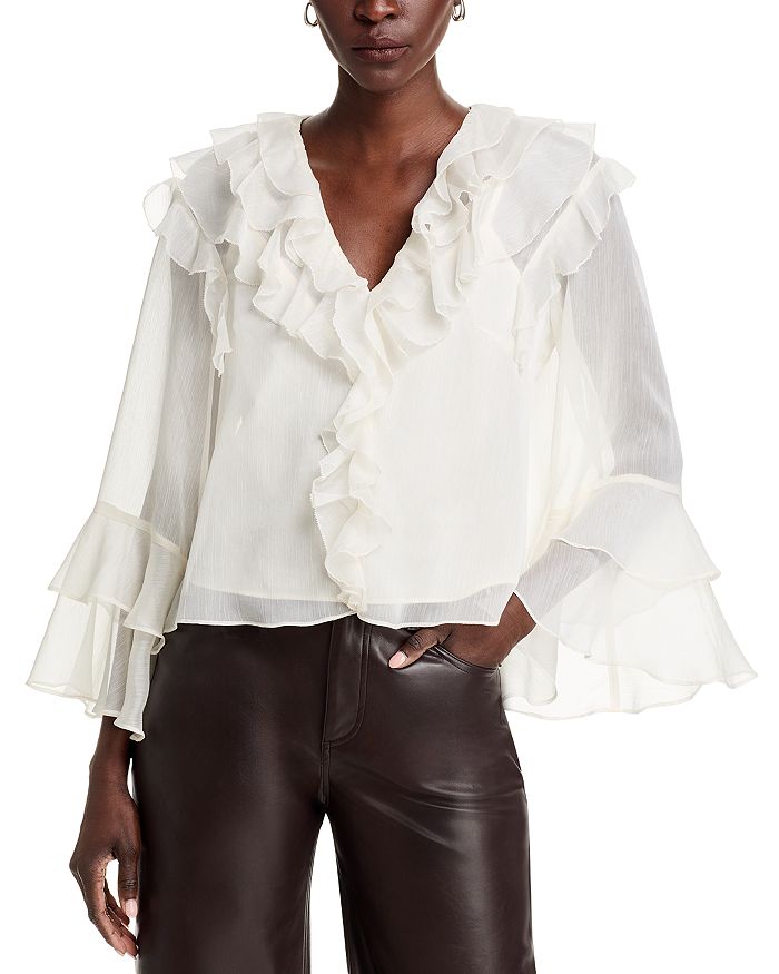 Топ с рюшами - эксклюзив AQUA, слоновая кость/кремовый 
Топ с рюшами - эксклюзив AQUA, слоновая кость/кремовый