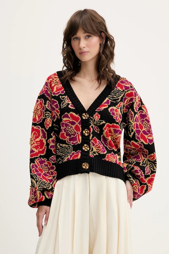 Кардиган с добавлением шерсти Farm Rio, черный 
Кардиган с добавлением шерсти Farm Rio, черный