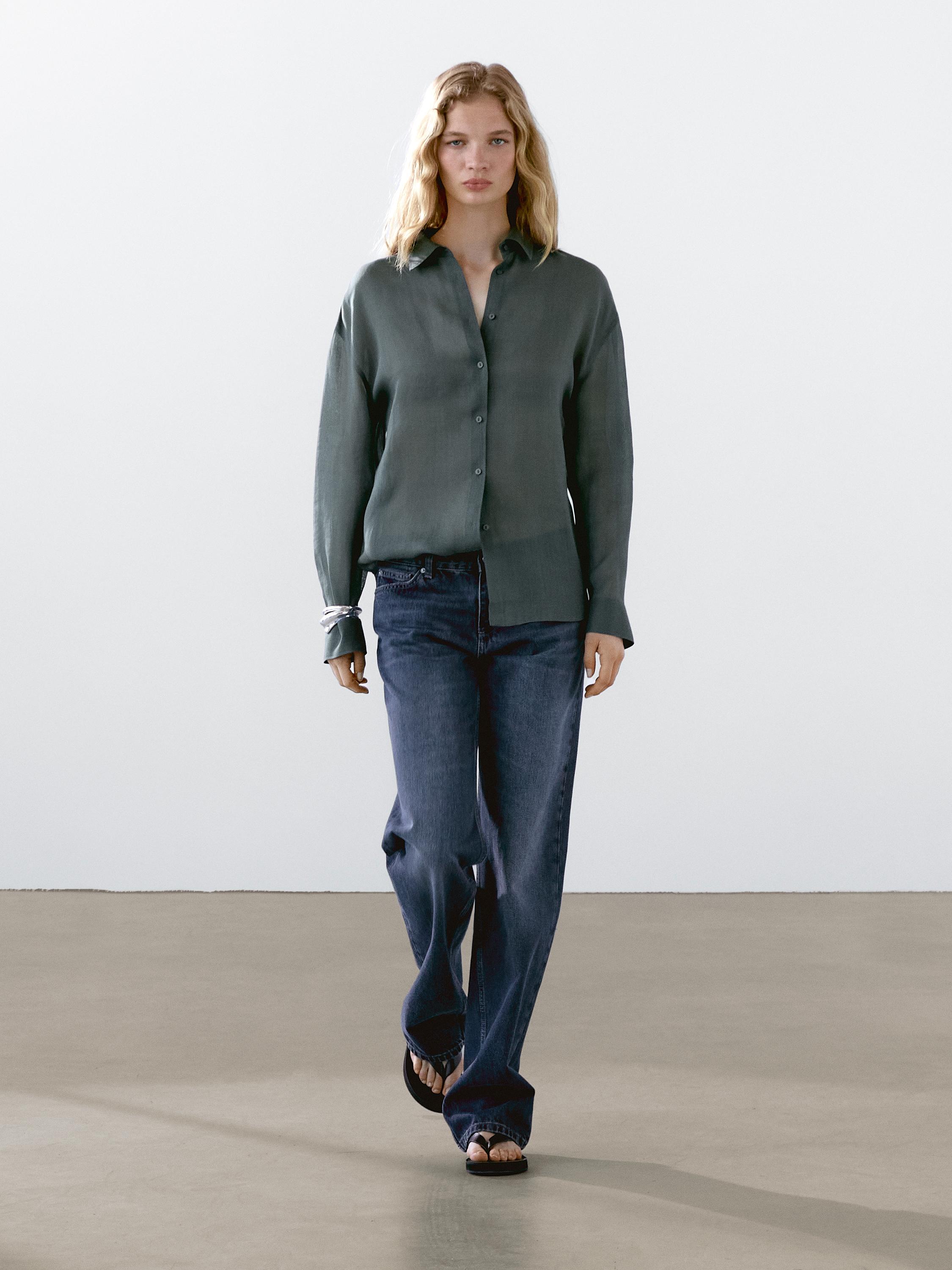 Рубашка из струящейся смеси рами Massimo Dutti, зеленый
Рубашка из струящейся смеси рами Massimo Dutti, зеленый