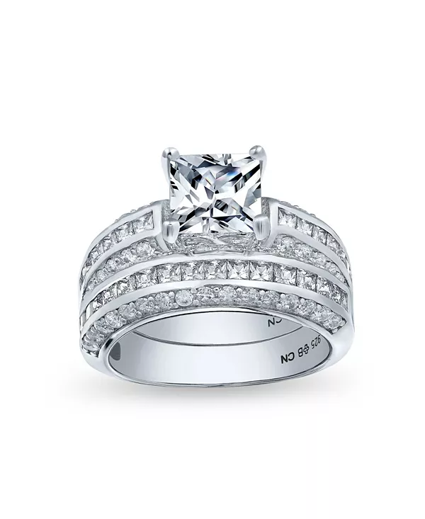 Комплект колец-солитеров с квадратным бриллиантом огранки «принцесса» в стиле ар-деко из стерлингового серебра с 3 каратами Bling Jewelry, clear
Комплект колец-солитеров с квадратным бриллиантом огранки «принцесса» в стиле ар-деко из стерлингового серебра с 3 каратами Bling Jewelry, clear