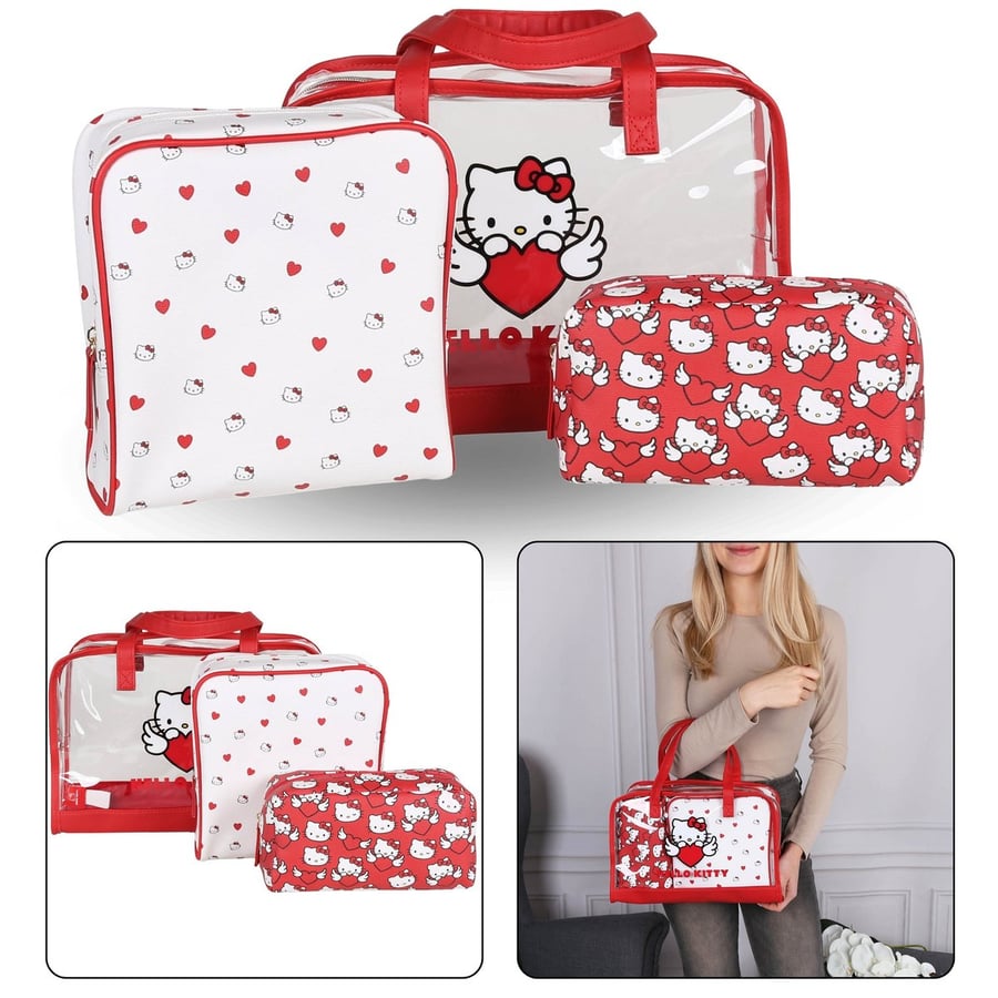 Набор дорожных косметичек Hello Kitty красно-белого цвета на молнии, 3 шт., разных размеров
Набор дорожных косметичек Hello Kitty красно-белого цвета на молнии, 3 шт., разных размеров