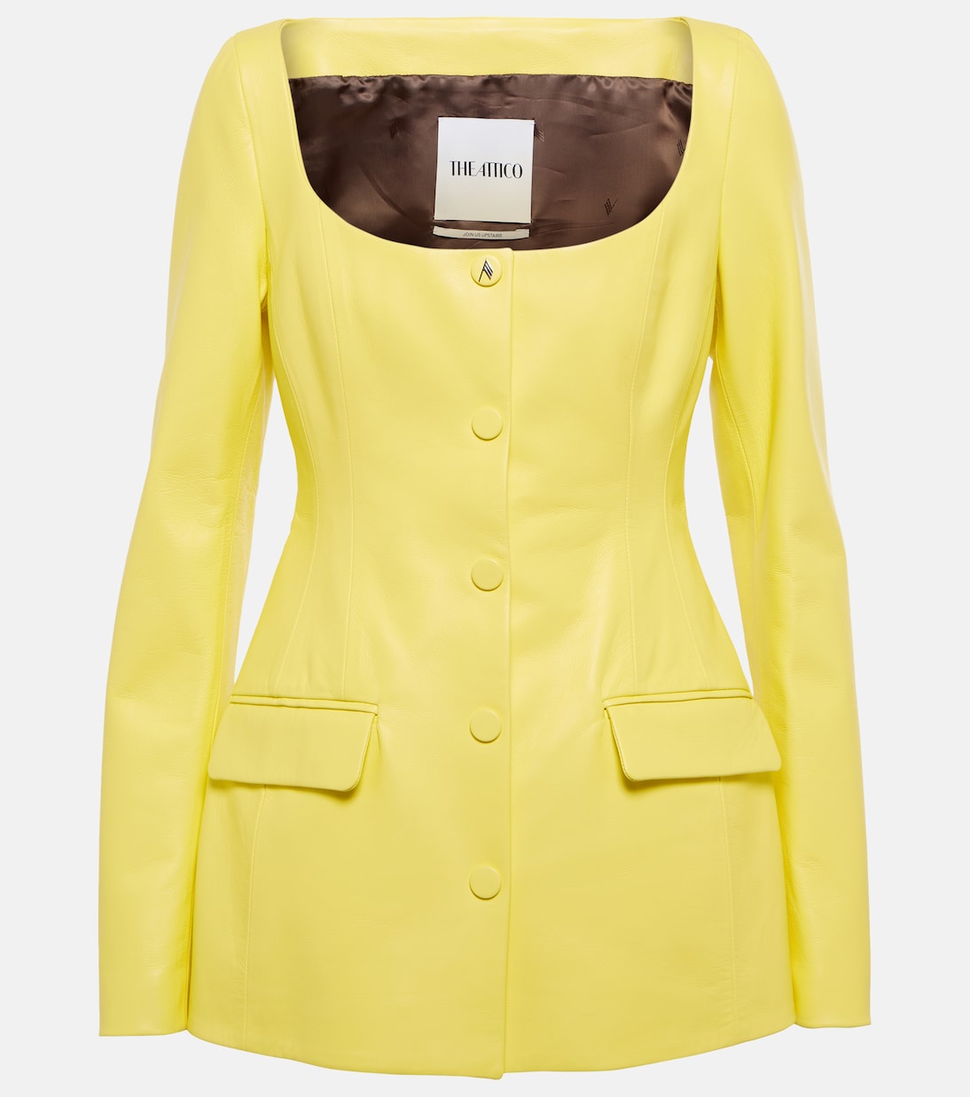 Кожаный блейзер Мари The Attico, Pale Yellow
Кожаный блейзер Мари The Attico, Pale Yellow