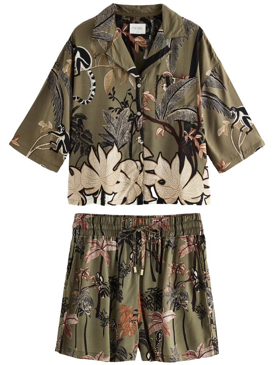 Короткий пижамный комплект Next, хаки
Короткий пижамный комплект Next, хаки